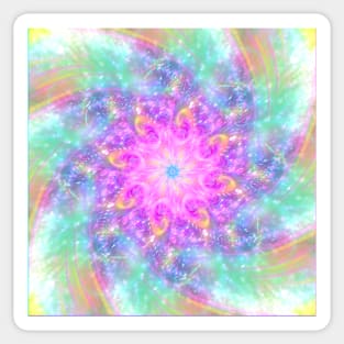 Glowing Lights Colorful Spiral Bright Mandala Abstract Art Sticker